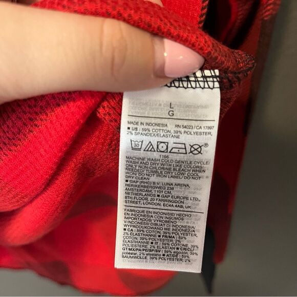 Old Navy Slim-Fit Printed Thermal-Knit Tee for Women NEW Large Red Buffalo Plaid - Picture 7 of 10